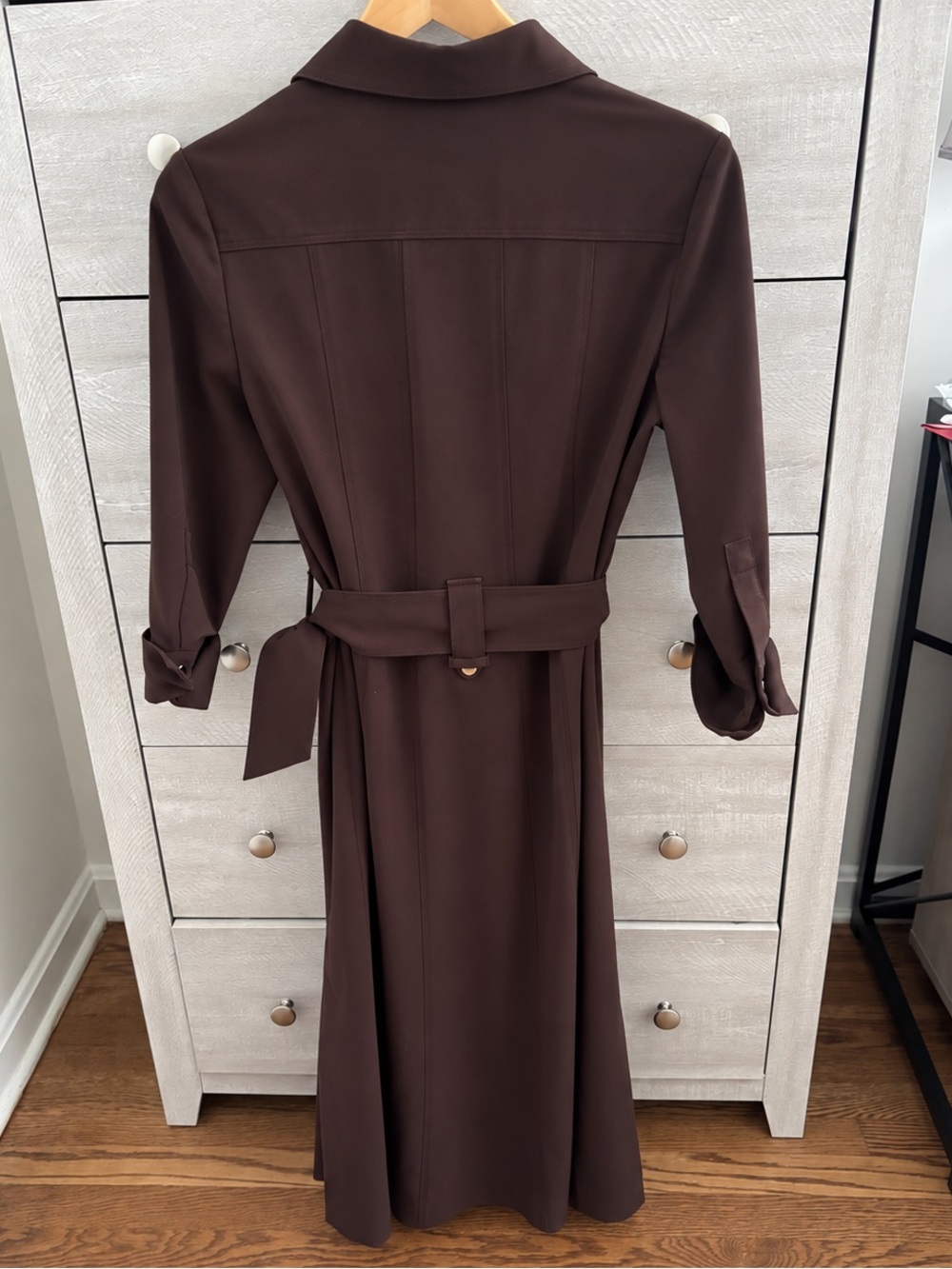 Talbots Vintage Like New Chocolate Brown Belted Midi Dress Size 6 - Picture 4 of 9
